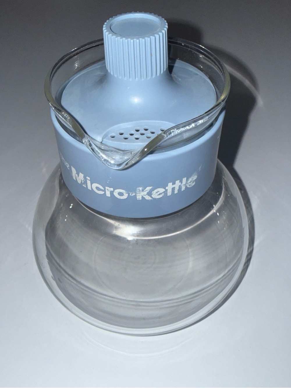 Light Blue Glass Pour-Over Kettle - Compact Coffee Brewer